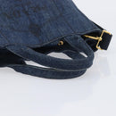 PRADA Canapa Hand Bag Denim 2way Blue Gold Auth 209488V-7