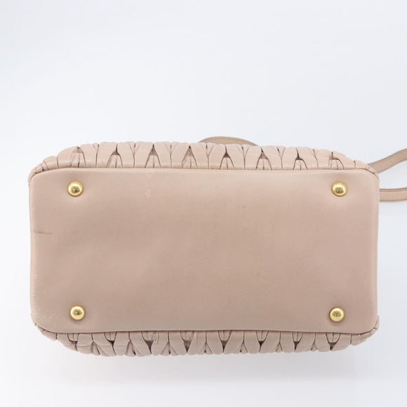 Miu Miu Matelasse Hand Bag Leather 2way Pink Silver Auth 209494
