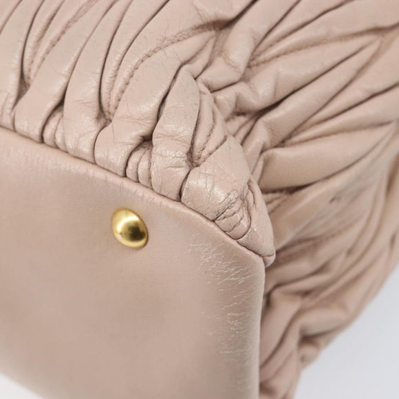 Miu Miu Matelasse Hand Bag Leather 2way Pink Silver Auth 209494