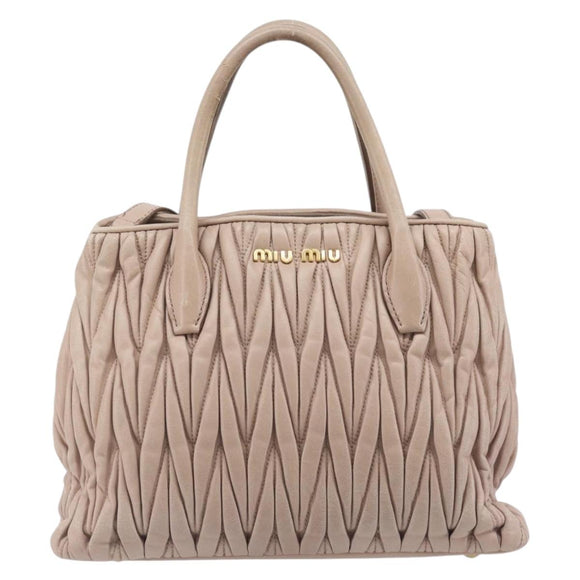Miu Miu Matelasse Hand Bag Leather 2way Pink Silver Auth 209494