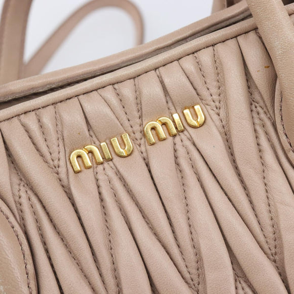 Miu Miu Matelasse Hand Bag Leather 2way Pink Silver Auth 209494