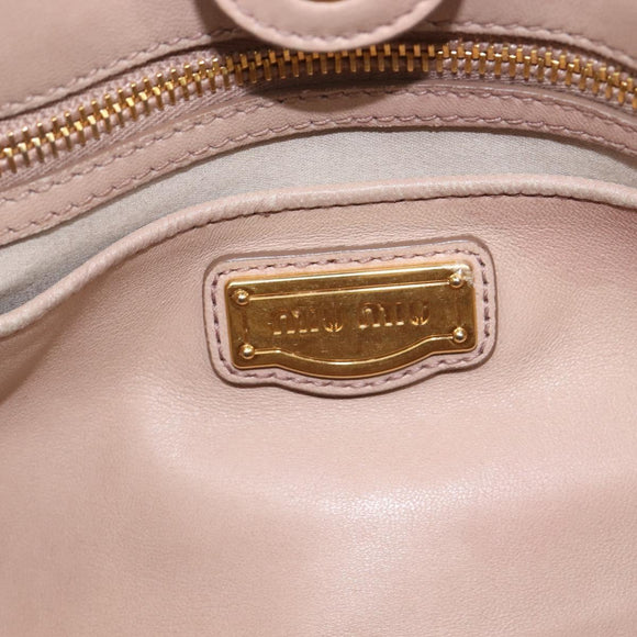 Miu Miu Matelasse Hand Bag Leather 2way Pink Silver Auth 209494