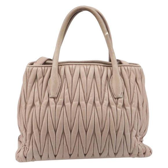 Miu Miu Matelasse Hand Bag Leather 2way Pink Silver Auth 209494