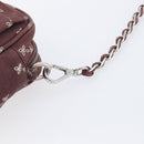 PRADA Chain Shoulder Bag Canvas Brown Silver Auth 209497A-10