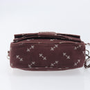 PRADA Chain Shoulder Bag Canvas Brown Silver Auth 209497A-11