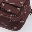 PRADA Chain Shoulder Bag Canvas Brown Silver Auth 209497A-12