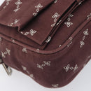 PRADA Chain Shoulder Bag Canvas Brown Silver Auth 209497A-13
