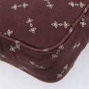PRADA Chain Shoulder Bag Canvas Brown Silver Auth 209497A-14