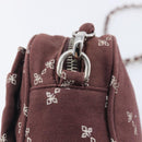 PRADA Chain Shoulder Bag Canvas Brown Silver Auth 209497A-16