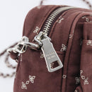 PRADA Chain Shoulder Bag Canvas Brown Silver Auth 209497A-18