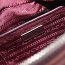 PRADA Chain Shoulder Bag Canvas Brown Silver Auth 209497A-19