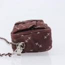 PRADA Chain Shoulder Bag Canvas Brown Silver Auth 209497A-5