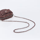 PRADA Chain Shoulder Bag Canvas Brown Silver Auth 209497A-7