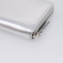 CHANEL Long Wallet Leather Silver CC Auth 209498V-10