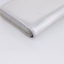 CHANEL Long Wallet Leather Silver CC Auth 209498V-11