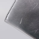 CHANEL Long Wallet Leather Silver CC Auth 209498V-12
