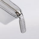 CHANEL Long Wallet Leather Silver CC Auth 209498V-14