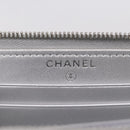 CHANEL Long Wallet Leather Silver CC Auth 209498V-15