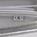 CHANEL Long Wallet Leather Silver CC Auth 209498V-19