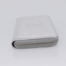 CHANEL Long Wallet Leather Silver CC Auth 209498V-5
