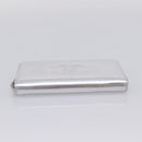 CHANEL Long Wallet Leather Silver CC Auth 209498V-7