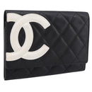 CHANEL Matelasse Wallet Leather Black Gold CC Auth 209500M-1