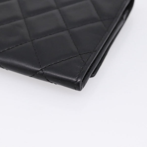 CHANEL Matelasse Wallet Leather Black Gold CC Auth 209500M