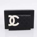 CHANEL Matelasse Wallet Leather Black Gold CC Auth 209500M-22