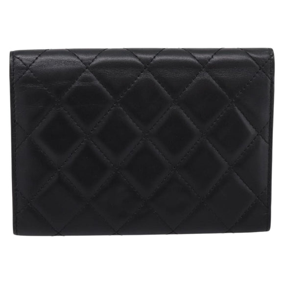CHANEL Matelasse Wallet Leather Black Gold CC Auth 209500M