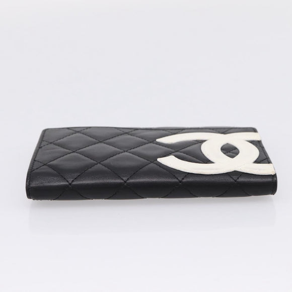 CHANEL Matelasse Wallet Leather Black Gold CC Auth 209500M