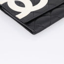 CHANEL Matelasse Wallet Leather Black Gold CC Auth 209500M-9