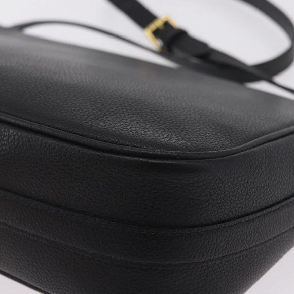 Saint Laurent Chain Shoulder Bag Leather Black Gold Auth 209503V