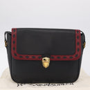 Saint Laurent Chain Shoulder Bag Leather Black Gold Auth 209503V-27
