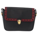 Saint Laurent Chain Shoulder Bag Leather Black Gold Auth 209503V-2
