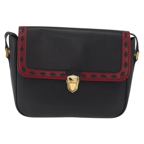 Saint Laurent Chain Shoulder Bag Leather Black Gold Auth 209503V
