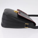 Saint Laurent Chain Shoulder Bag Leather Black Gold Auth 209503V-4