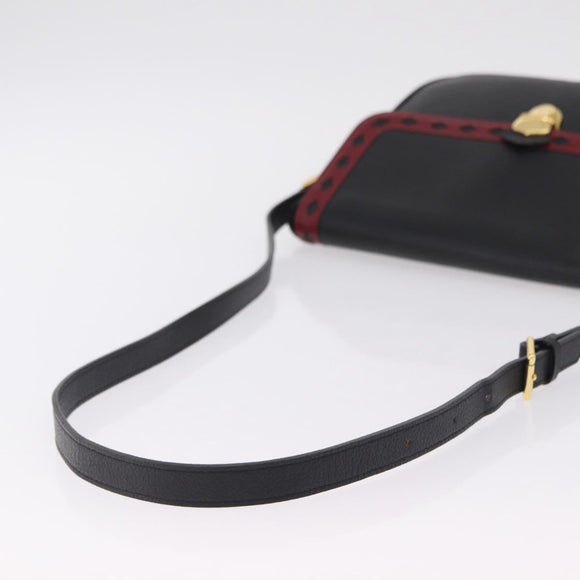 Saint Laurent Chain Shoulder Bag Leather Black Gold Auth 209503V