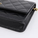 CHANEL Matelasse ChainShoulder Pouch Caviar Skin Black Gold CC Auth 209506SAM-10