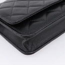 CHANEL Matelasse ChainShoulder Pouch Caviar Skin Black Gold CC Auth 209506SAM-11
