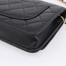 CHANEL Matelasse ChainShoulder Pouch Caviar Skin Black Gold CC Auth 209506SAM-12