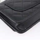 CHANEL Matelasse ChainShoulder Pouch Caviar Skin Black Gold CC Auth 209506SAM-13