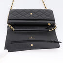 CHANEL Matelasse ChainShoulder Pouch Caviar Skin Black Gold CC Auth 209506SAM-15