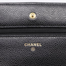 CHANEL Matelasse ChainShoulder Pouch Caviar Skin Black Gold CC Auth 209506SAM-17