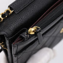 CHANEL Matelasse ChainShoulder Pouch Caviar Skin Black Gold CC Auth 209506SAM-25