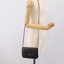 CHANEL Matelasse ChainShoulder Pouch Caviar Skin Black Gold CC Auth 209506SAM-30