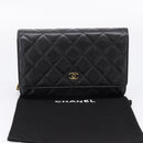 CHANEL Matelasse ChainShoulder Pouch Caviar Skin Black Gold CC Auth 209506SAM-31