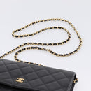 CHANEL Matelasse ChainShoulder Pouch Caviar Skin Black Gold CC Auth 209506SAM-8