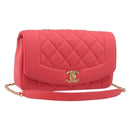 CHANEL Matelasse Chain Shoulder Bag Cotton Jersey Red Gold CC Auth 209509SAM-1