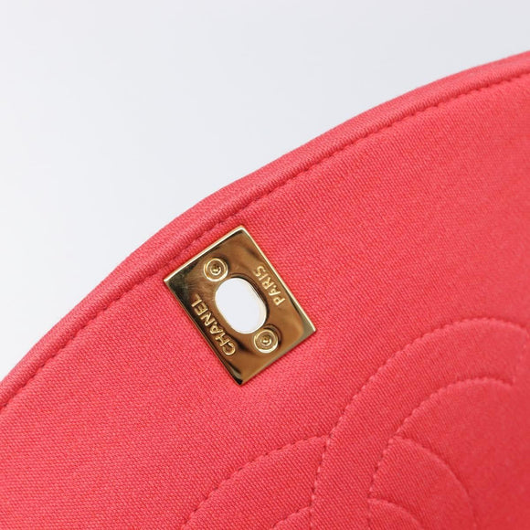CHANEL Matelasse Chain Shoulder Bag Cotton Jersey Red Gold CC Auth 209509SAM