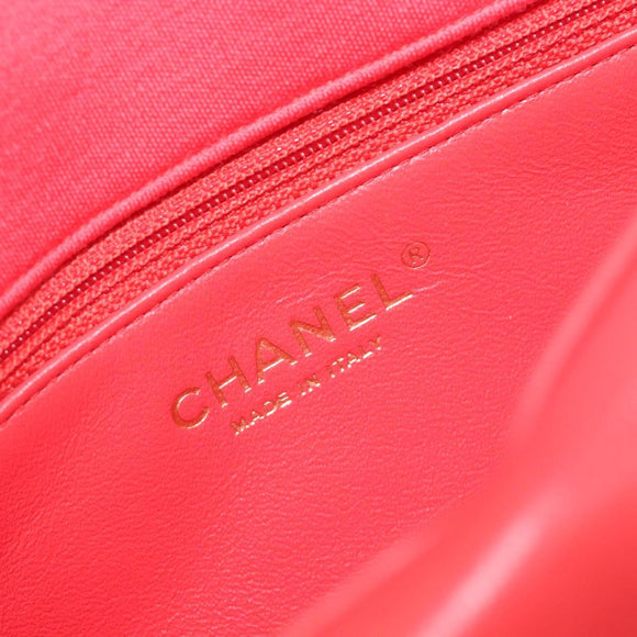 CHANEL Matelasse Chain Shoulder Bag Cotton Jersey Red Gold CC Auth 209509SAM